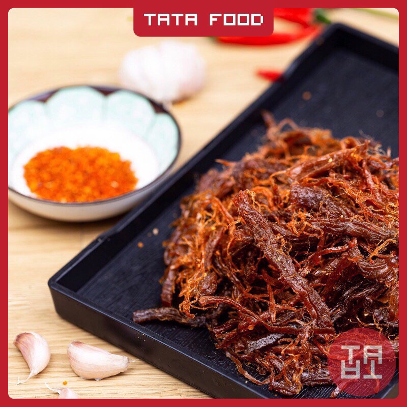 Khô bò sợi ướt cháy tỏi 100g 200g 500g tata food đồ ăn vặt hà nội bsu125 - 500g