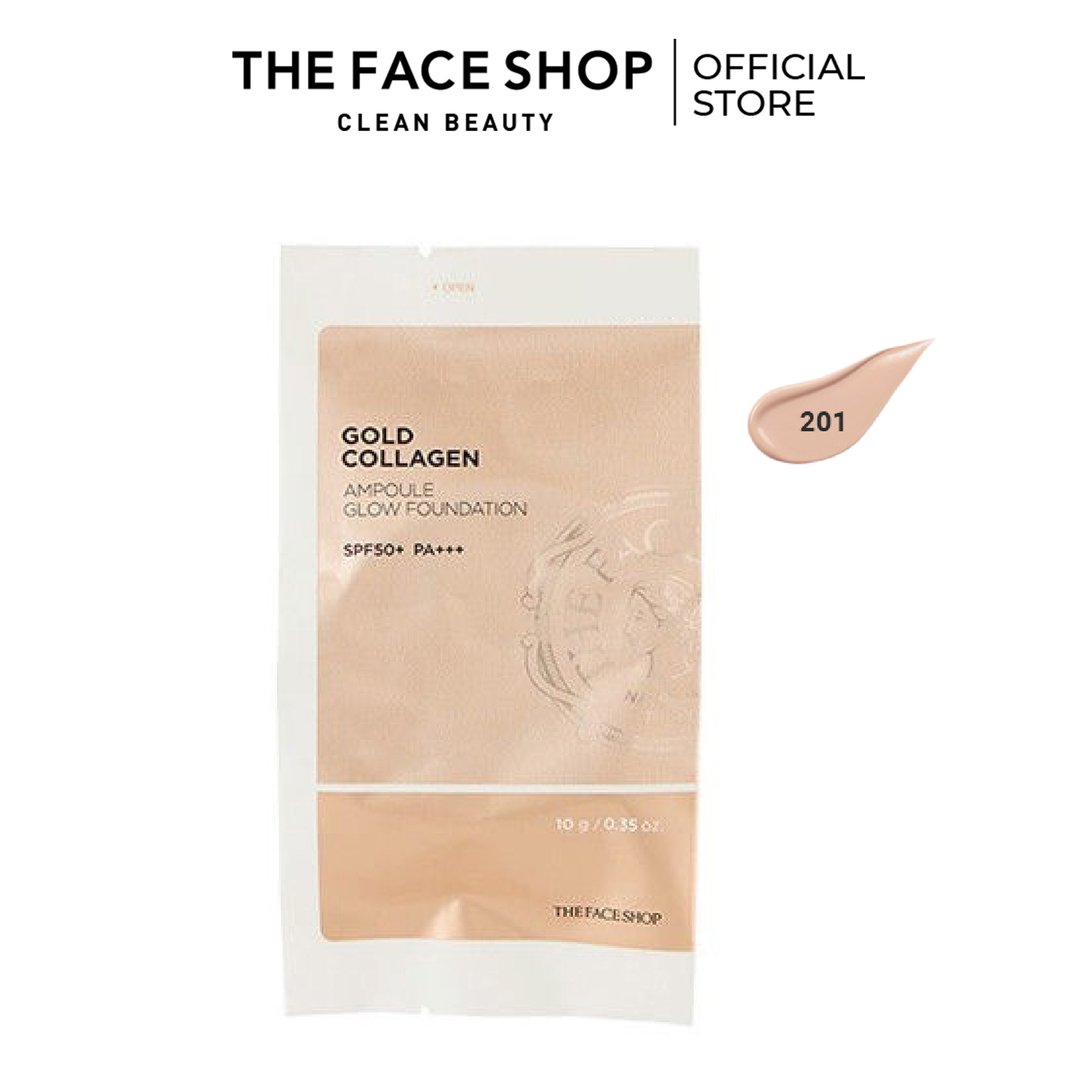 Lõi Kem Nền Dạng Nén THEFACESHOP Gold Collagen Ampoule Glow Foundation SPF50+ PA+++ fmgt (Refill)