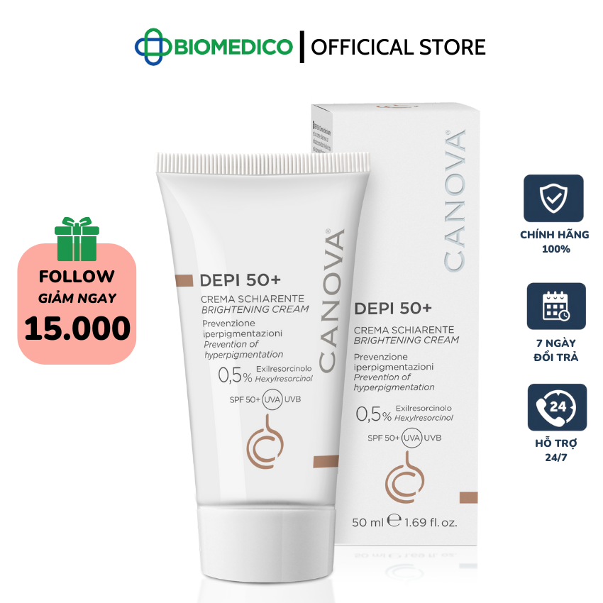 Canova Depi 50+ - Brightening Cream / Kem mờ nám, sáng da ban ngày 50ml
