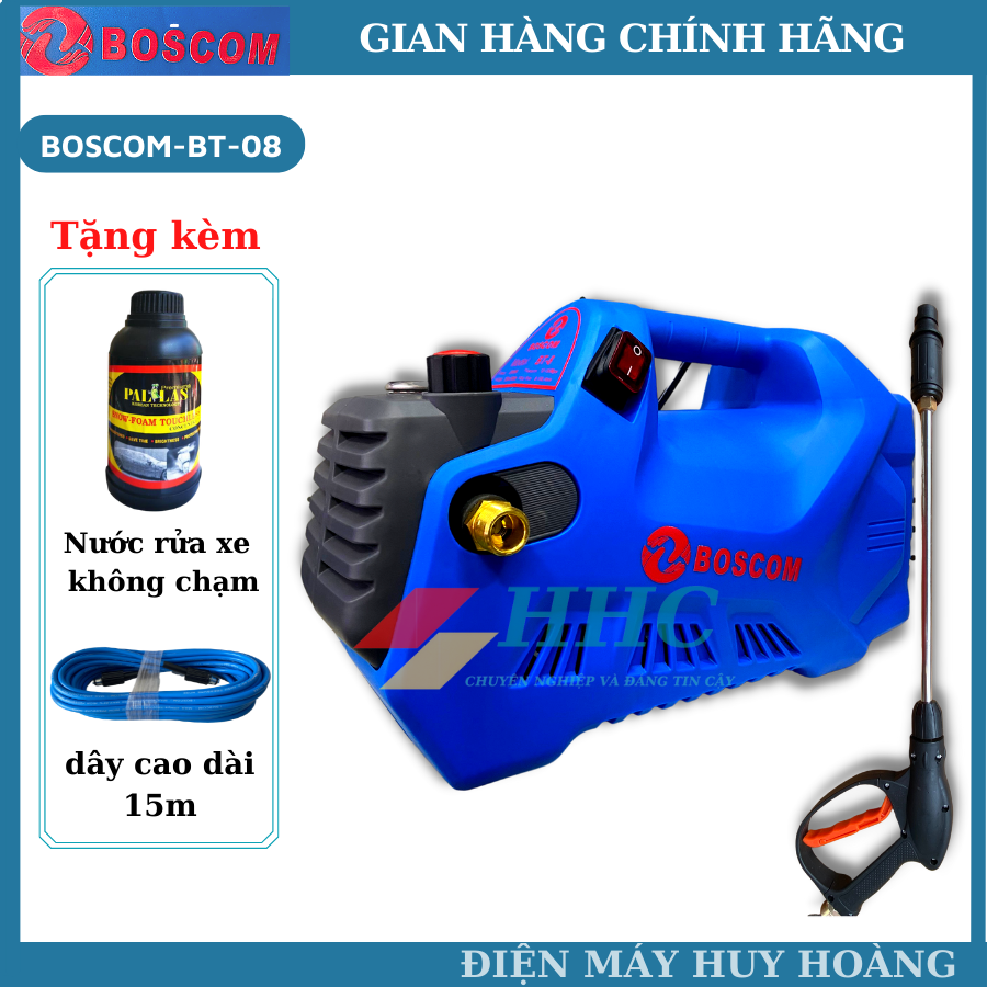 Máy xịt rửa xe chỉnh áp boscom bt8 - 3200w - motor từ lõi đồng 100%
