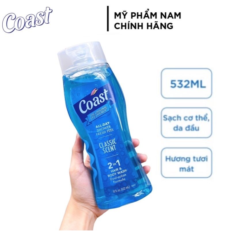 Tắm gội toàn thân nam 2in1 Coast Hair & Body Wash Classic Scent 532ml