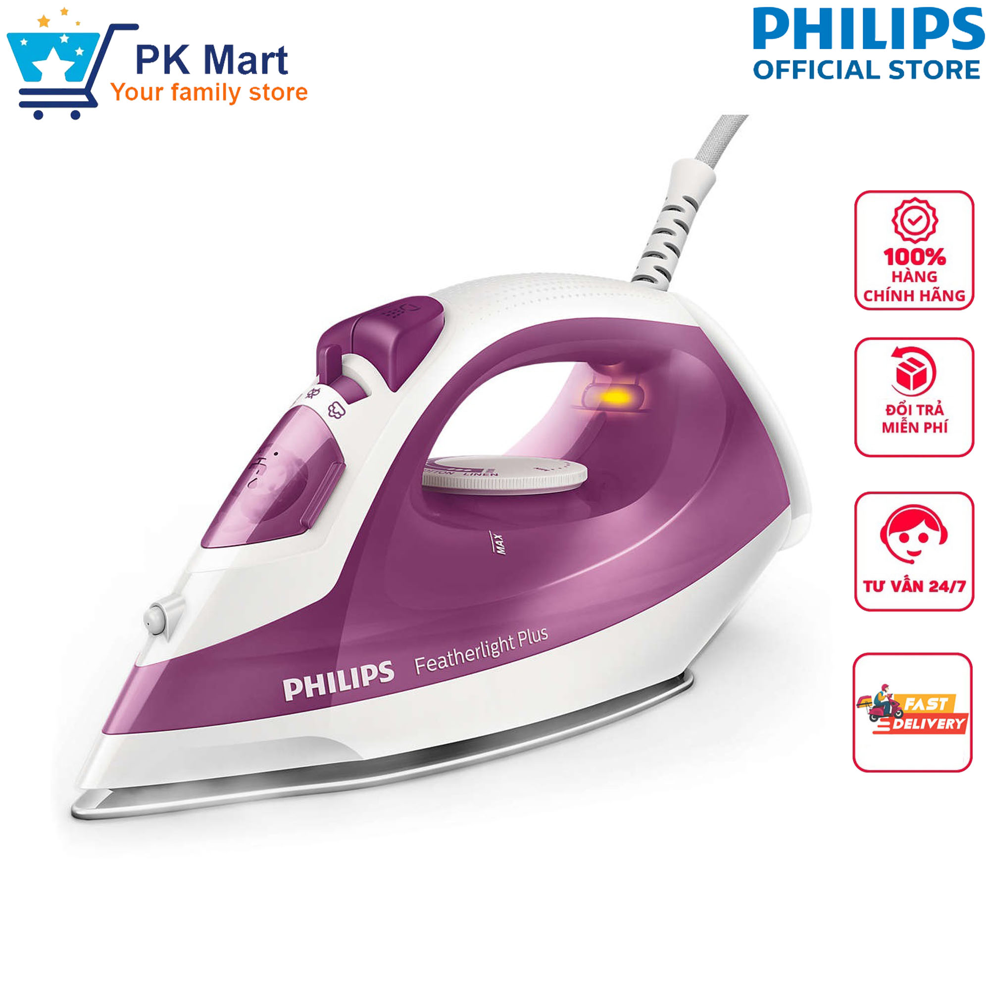 Bàn ủi hơi nước cao cấp Philips GC1426 (Tím) - Hàng chính hãng