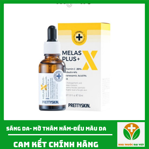 Tinh chất dưỡng ẩm sáng da mờ thâm nám Pretty Skin Melas X Plus Vitammin C20% Arbutin 4% 30ml