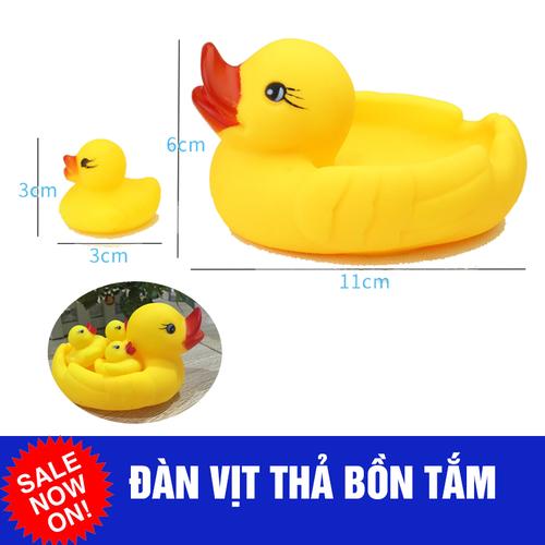 [HCM]Đồ chơi Đàn vịt bóp kêu chút chít cho bé gồm 1 vịt mẹ và 3 vịt con