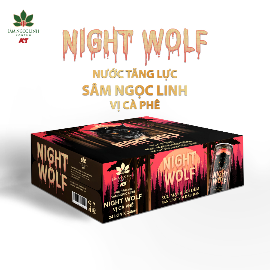 Nước tăng lực night wolf vị cà phê thùng 24 lon 245ml/lon