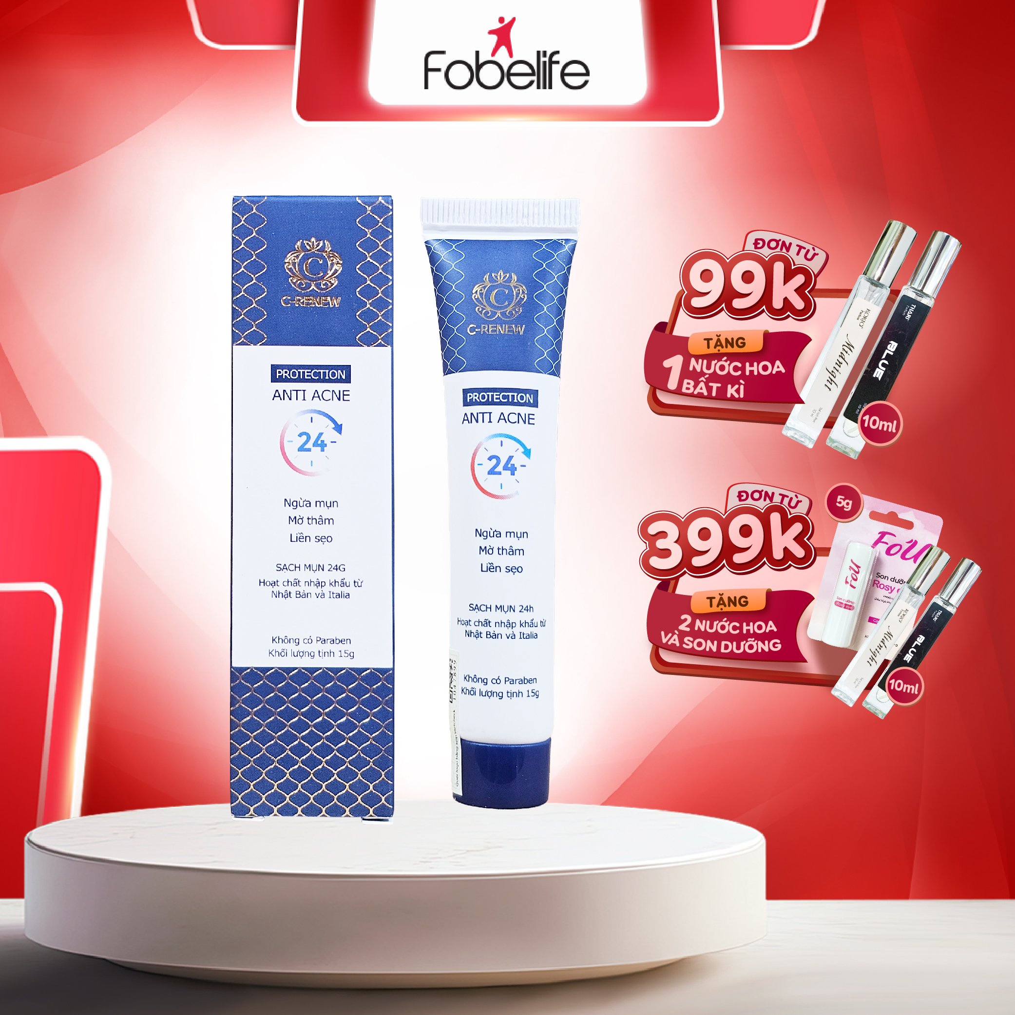 Gel chấm mụn, làm giảm mụn sưng đỏ, mờ thâm, liền sẹo c - renew anti acne - tuýp 15g