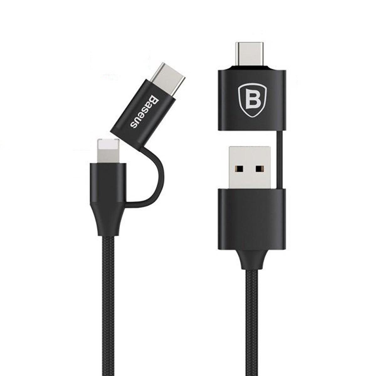 Siêu phẩm cáp sạc truyền data siêu bền thông minh tích hợp 5 chức năng trong 1 cho các loại smartphone chuẩn Lingning, Micro USB, Type C - thương hiệu Baseus