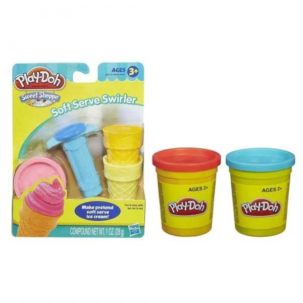 Bộ đất nặn 49654 + 2 hộp bột b5517a - play-doh cb49654-02 - soft serve swirler