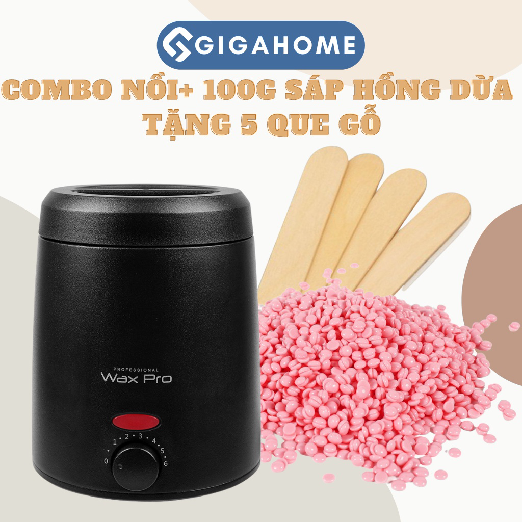 Combo nồi nấu sáp chống dính 200ml + 100gram sáp premium tặng 5 que gỗ gigahome 1013