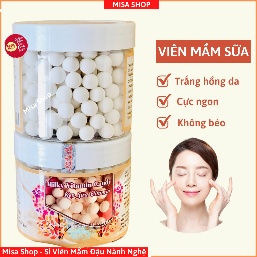 Hộp 350g viên mầm sữa (Kẹo mầm sữa) hỗ trợ giúp da trắng hồng tự nhiên, đẹp da giảm cân