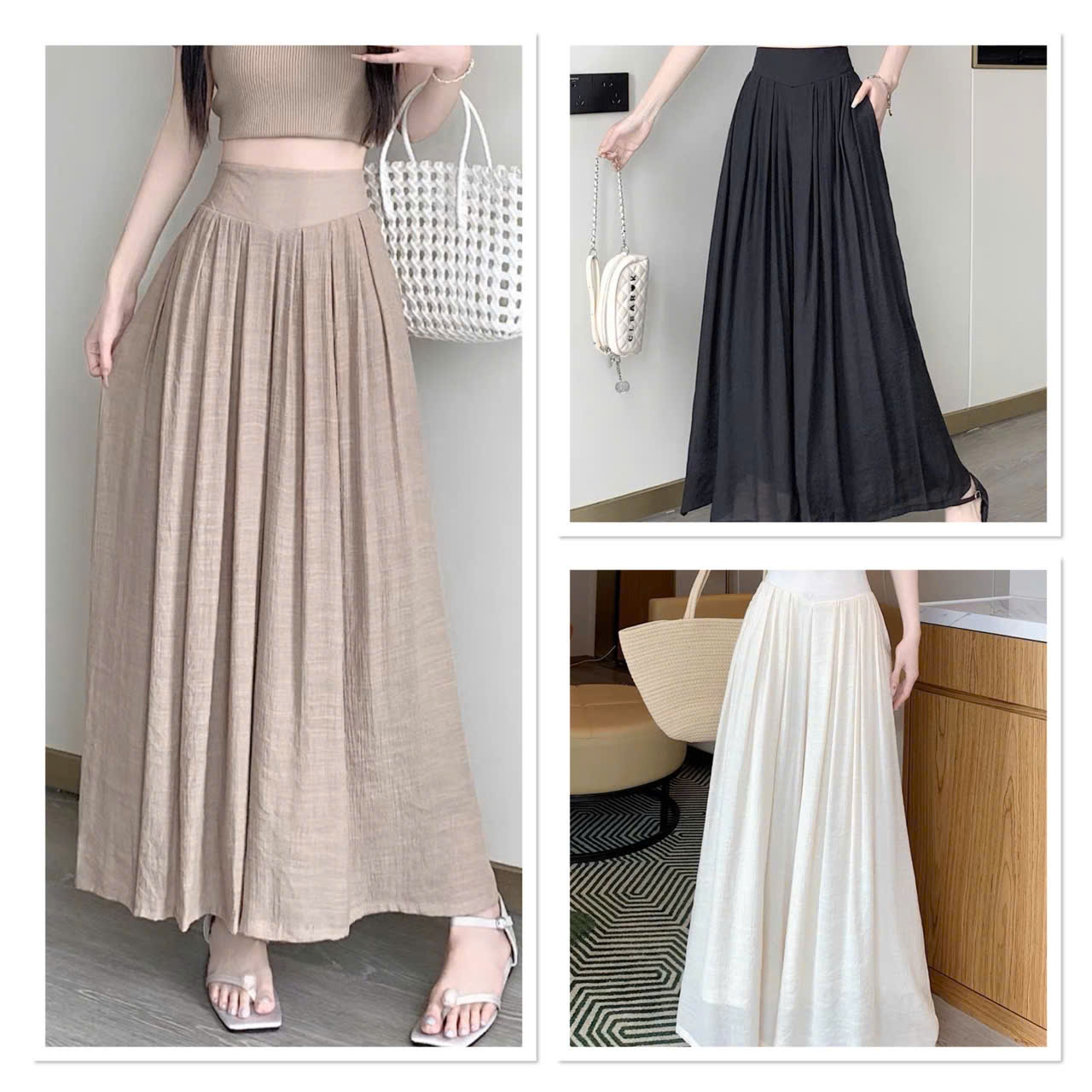 Quần giả váy ống rộng (CÓ BIGSIZE 40 - 80KG) chất Linen mềm mịn thoải mái dễ phối đồ -DTS- Mã 821