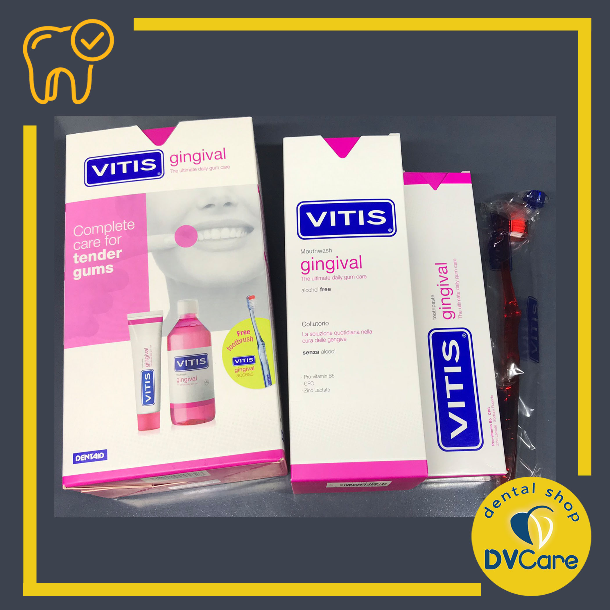 Bộ sản phẩm chăm sóc răng miệng ngừa viêm nướu chảy máu - Vitis Gingival Mixed Pack