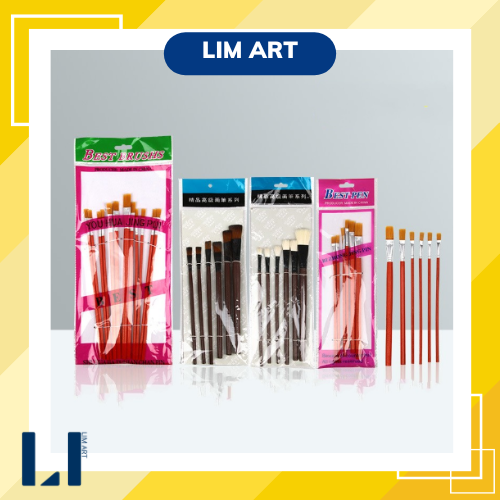 Bộ 6 cọ vẽ màu nước, acrylic, gouache - Bộ cọ 6 vẽ chuyên dụng vẽ tranh, tô tranh số hóa LIM Art
