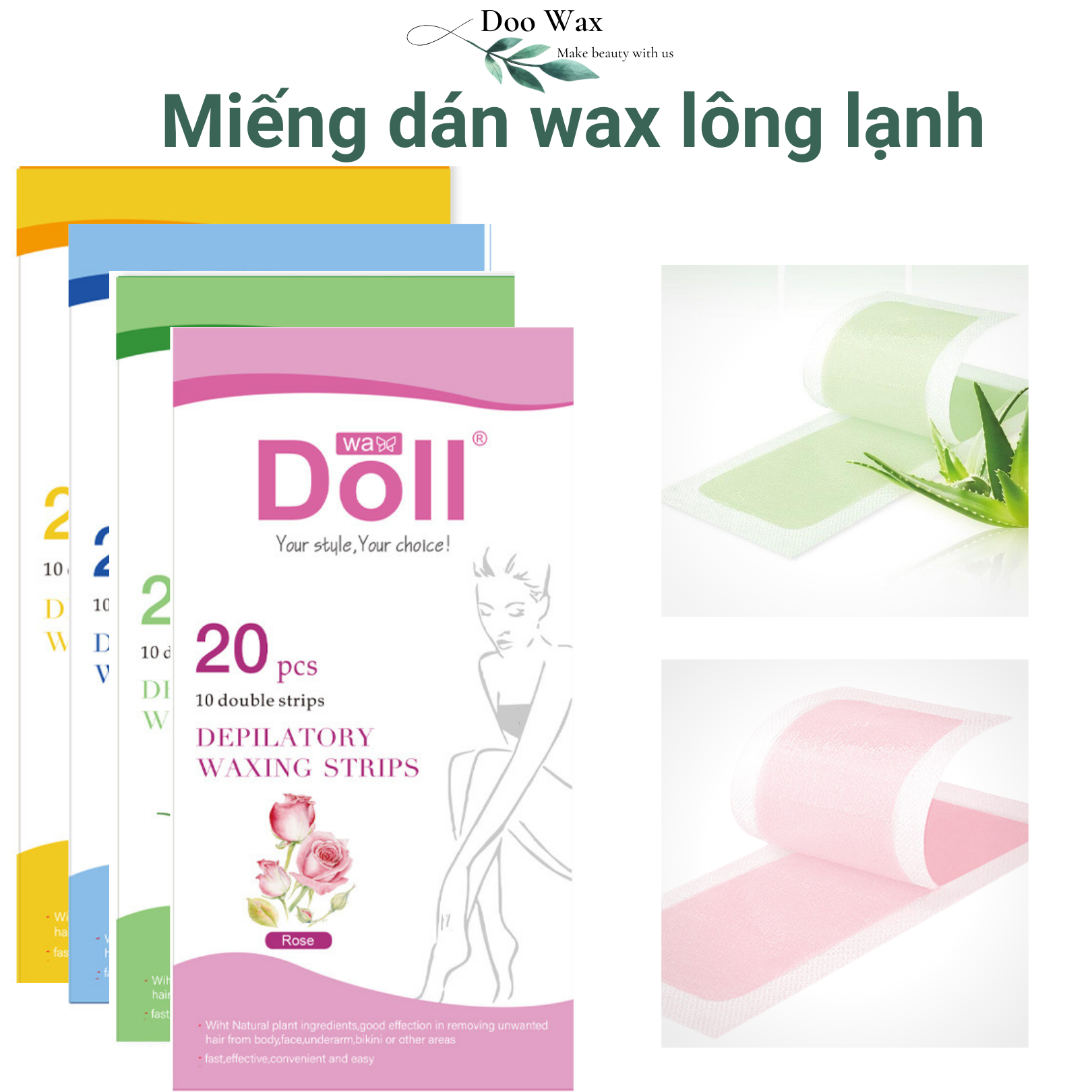 Miếng dán tẩy lông mặt, ria mép, chân tay body DollWax