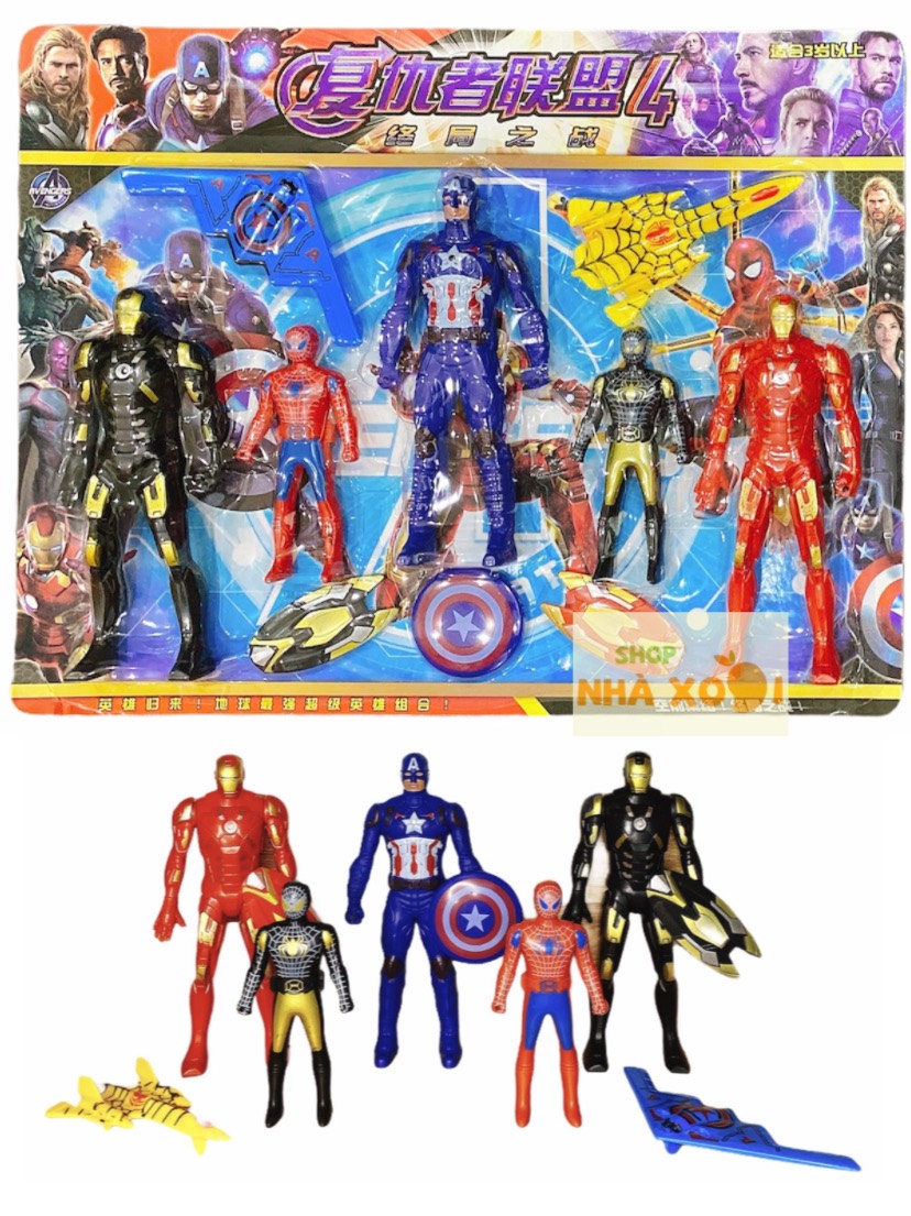 Set 10 mô hình marvel, đồ chơi siêu anh hùng avengers, nhựa cao cấp abs, an toàn cho bé, shop nhà xoài