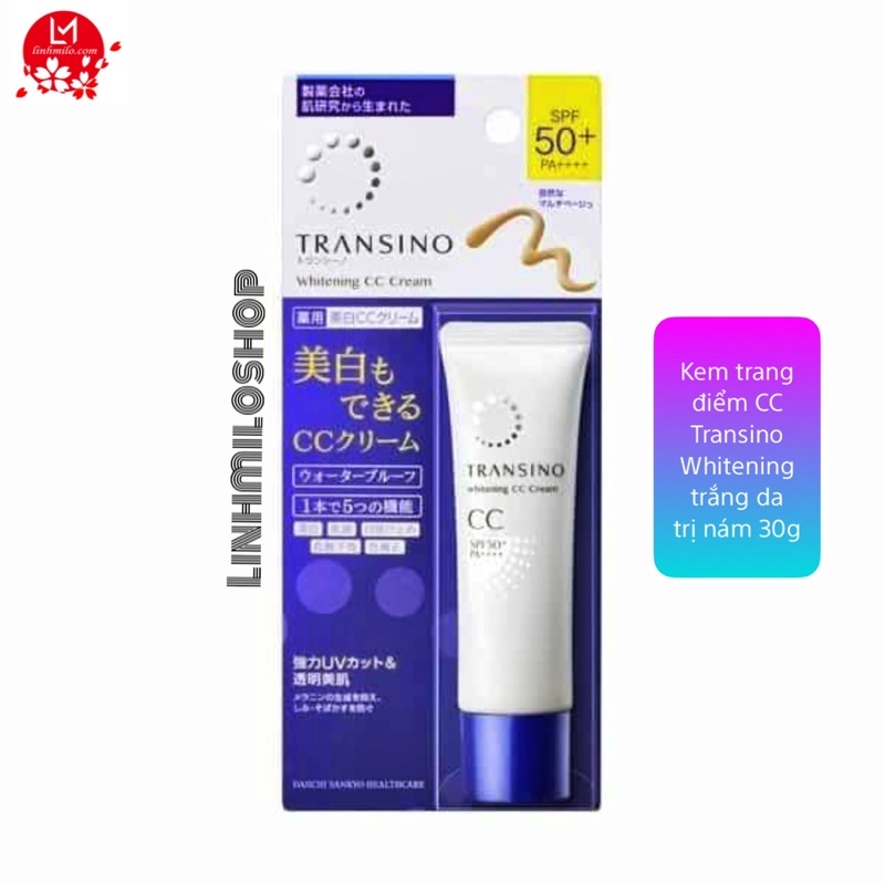 Kem nền cc transino whitenning cream spf 50+ / pa ++++ 30g nhật bản chính hãng