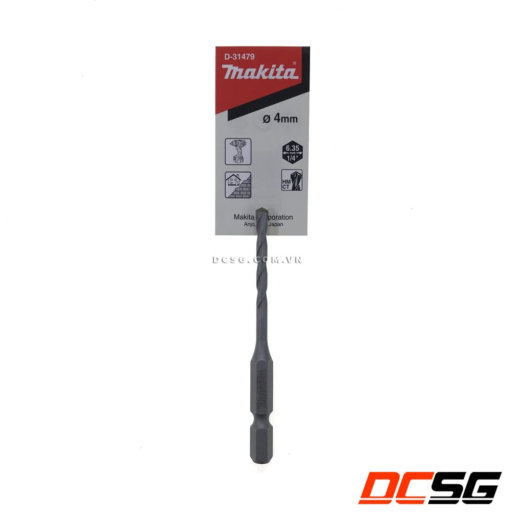 Mũi khoan tường 4mm makita chân lục giác cho máy bắn vít d-31479 | dcsg