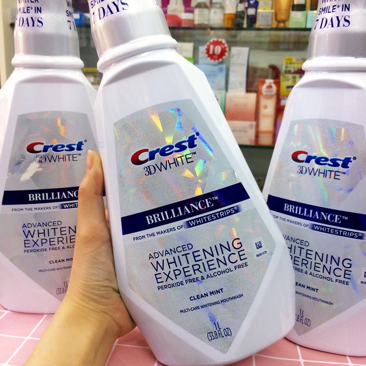 Nước súc miệng crest 3d white 1000ml mỹ