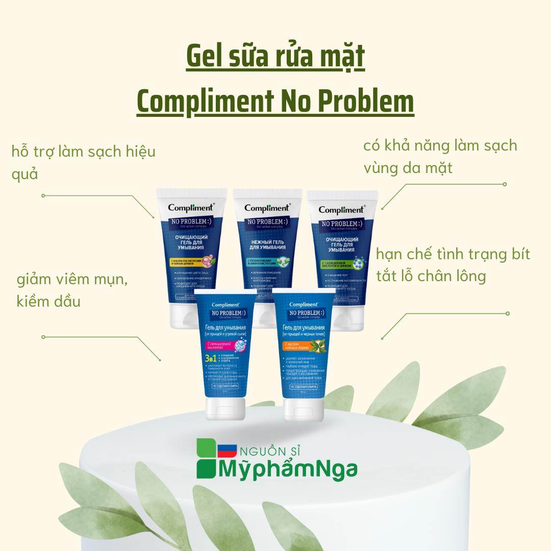 Gel sữa rửa mặt Compliment No Problem giảm mụn