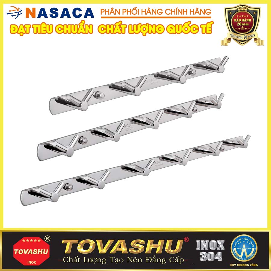 Móc áo kiểu chữ V 4 móc, 5 móc, 6 móc inox TOVASHU (Inox 304 - Bảo hành 20 năm)