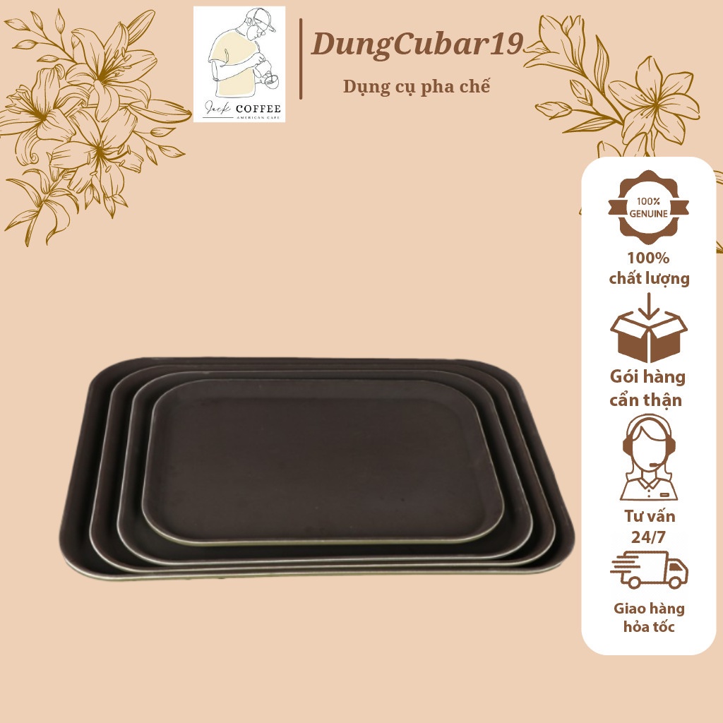 Khay phục vụ chống trượt chữ nhật pha chế - mâm phục vụ chống trơn trượt - dụng cụ pha chế