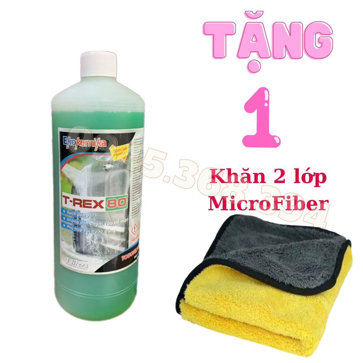 Nước rửa xe không chạm, dành cho xe nhiều đất đỏ Ekokemika T-rex 80- 1 Lít Tặng Khăn 2 lớp