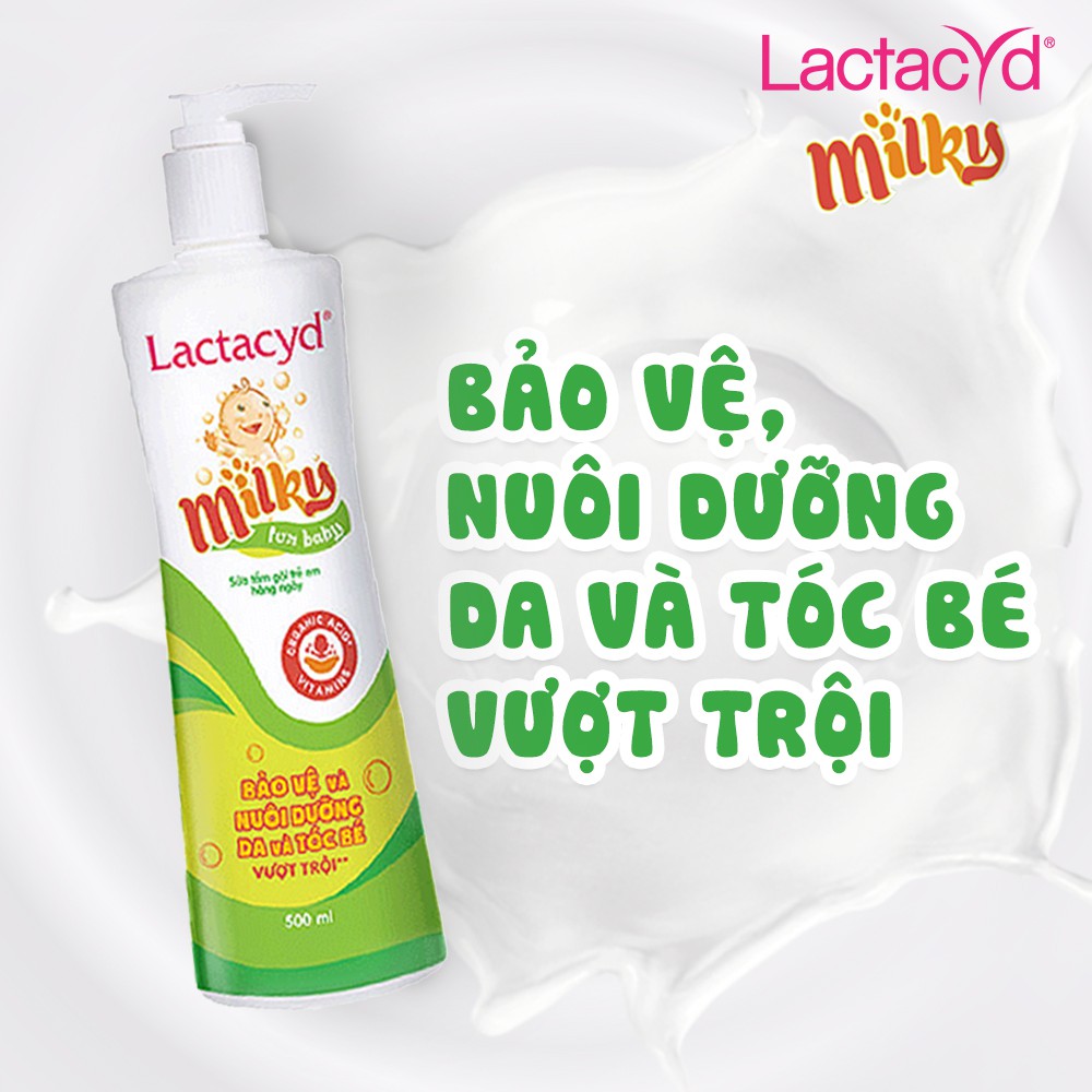 Sữa Tắm Gội Trẻ Em Lactacyd Milky Bảo Vệ, Nuôi Dưỡng Da và Tóc Bé 250ml/chai