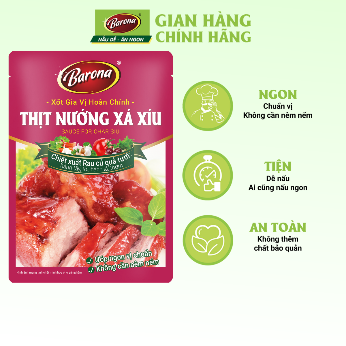 Gia Vị Thịt Nướng Xá Xíu Barona 80g ướp ngon chuẩn vị không cần nêm nếm