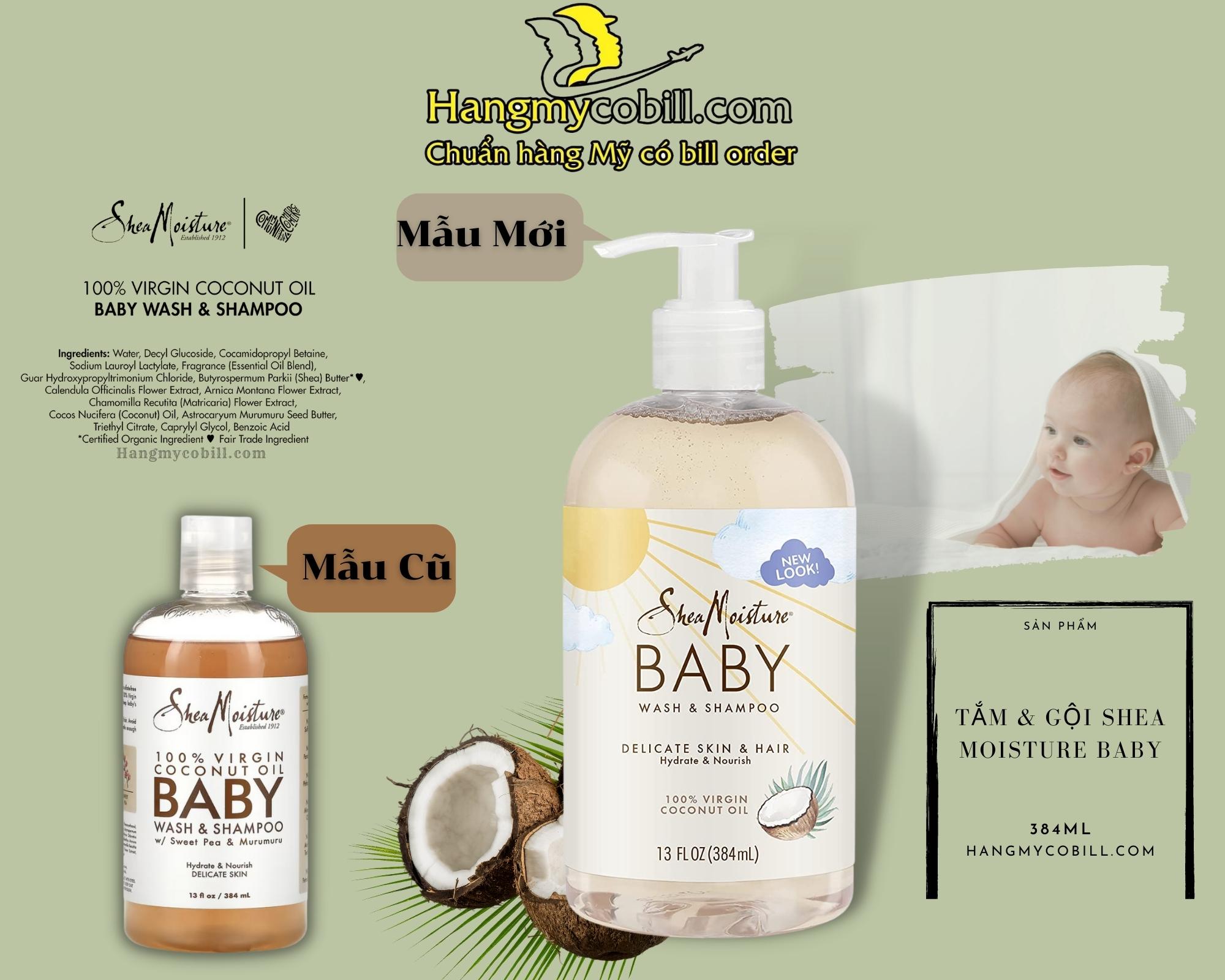 Tắm gội cho bé Shea Moisture 100% Virgin Coconut Oil Baby Wash & Shampoo