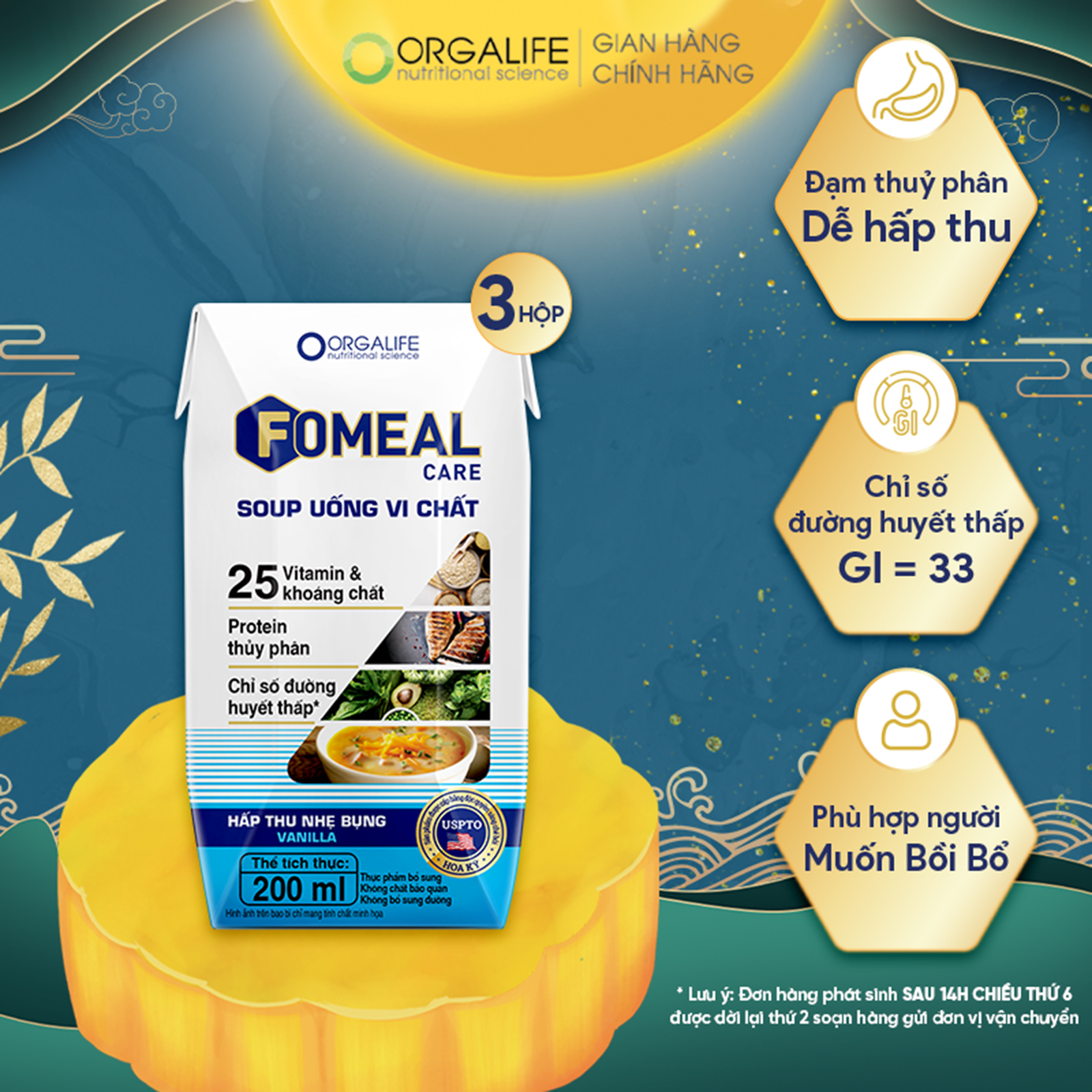 Lốc 3 hộp Soup uống vi chất Fomeal Care 200ml/hộp - Thay thế bữa ăn, dễ hấp thu, ổn định đường huyết, tăng sức đề kháng
