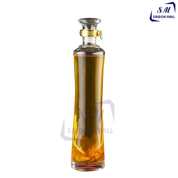 Bình rượu 1 lít, Bình thủy tinh ngâm rượu nhân sâm 1 lít , bình ngâm lớn cao 35cm, kiểu dáng đẹp, Chai thủy tinh dáng trụ cao eo, bình thủy tinh đựng rượu 1000ml - bình sang trọng