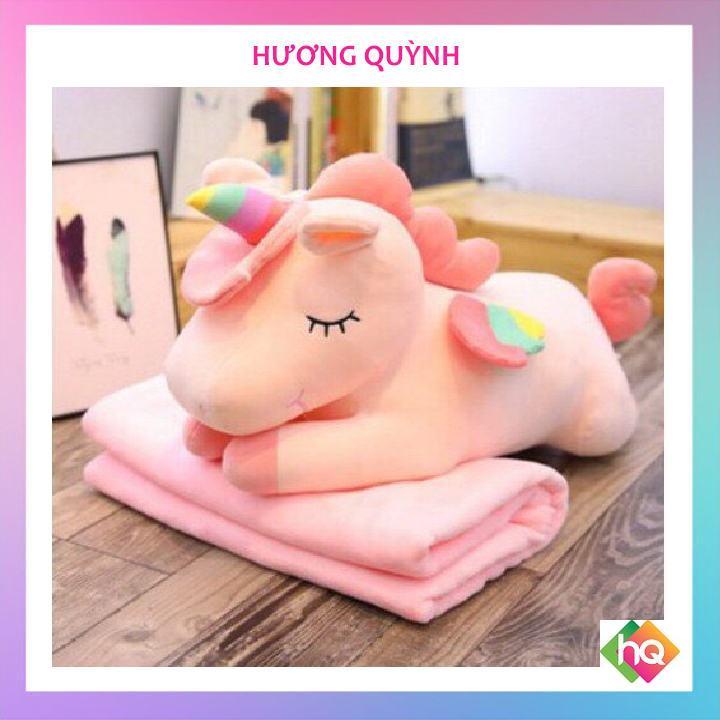 (HQ)Chăn gối văn phòng ngựa 2in1 đáng yêu
