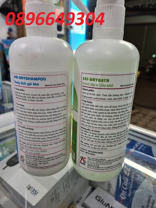 Dung dich tắm khô và gội khô asi drybath chai 500ml