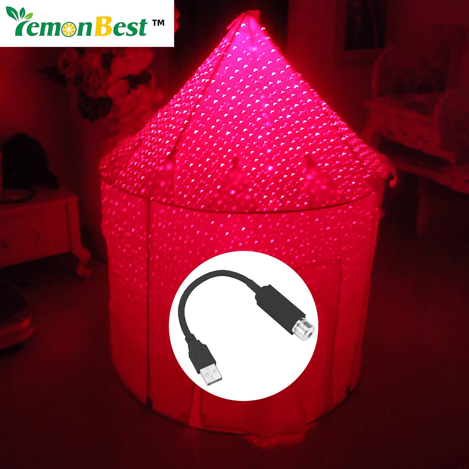 Lemonbest™ Bán hàng trực tiếp tại nhà máy Universal Mini LED Xe mái Sao đêm Đèn chiếu sáng trong nhà Khí quyển Khí quyển Galaxy Đèn trang trí USB Cắm