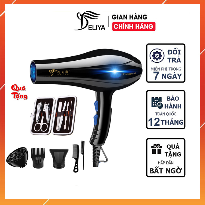 Máy sấy tóc 2 chiều nóng lạnh Deliya 8020 xanh lá công suất 2200W TẶNG 5 PHỤ KIỆN TẠO KIỂU TÓC