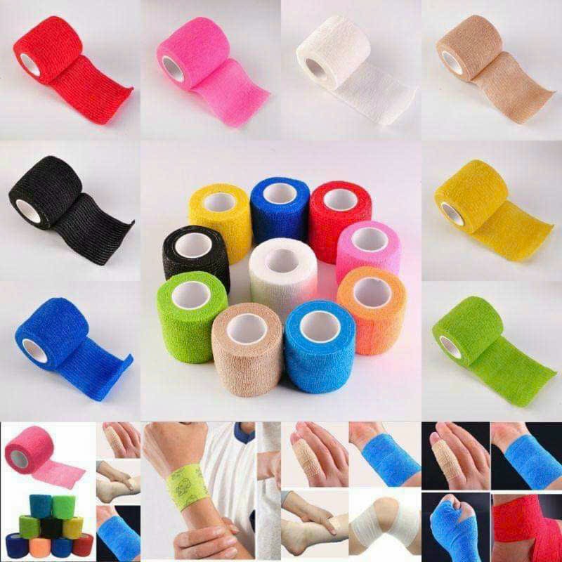 Băng keo thể thao đá bóng, băng vải tự dính cuốn cổ tay cổ chân cuốn ngón tay y tế chống chấn thương bảo vệ cơ khớp 5CM