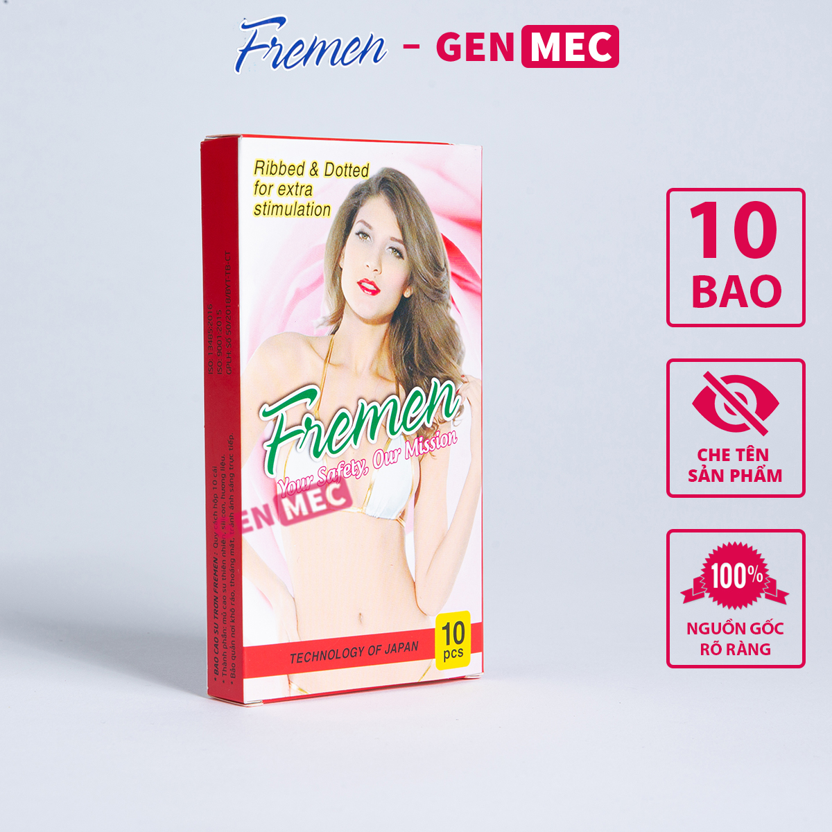 Bao cao su Gân Gai Fremen Nhiều GeL Bôi Trơn - Siêu Thăng Hoa - BCS Fremen Hộp 10 bao - Genmec