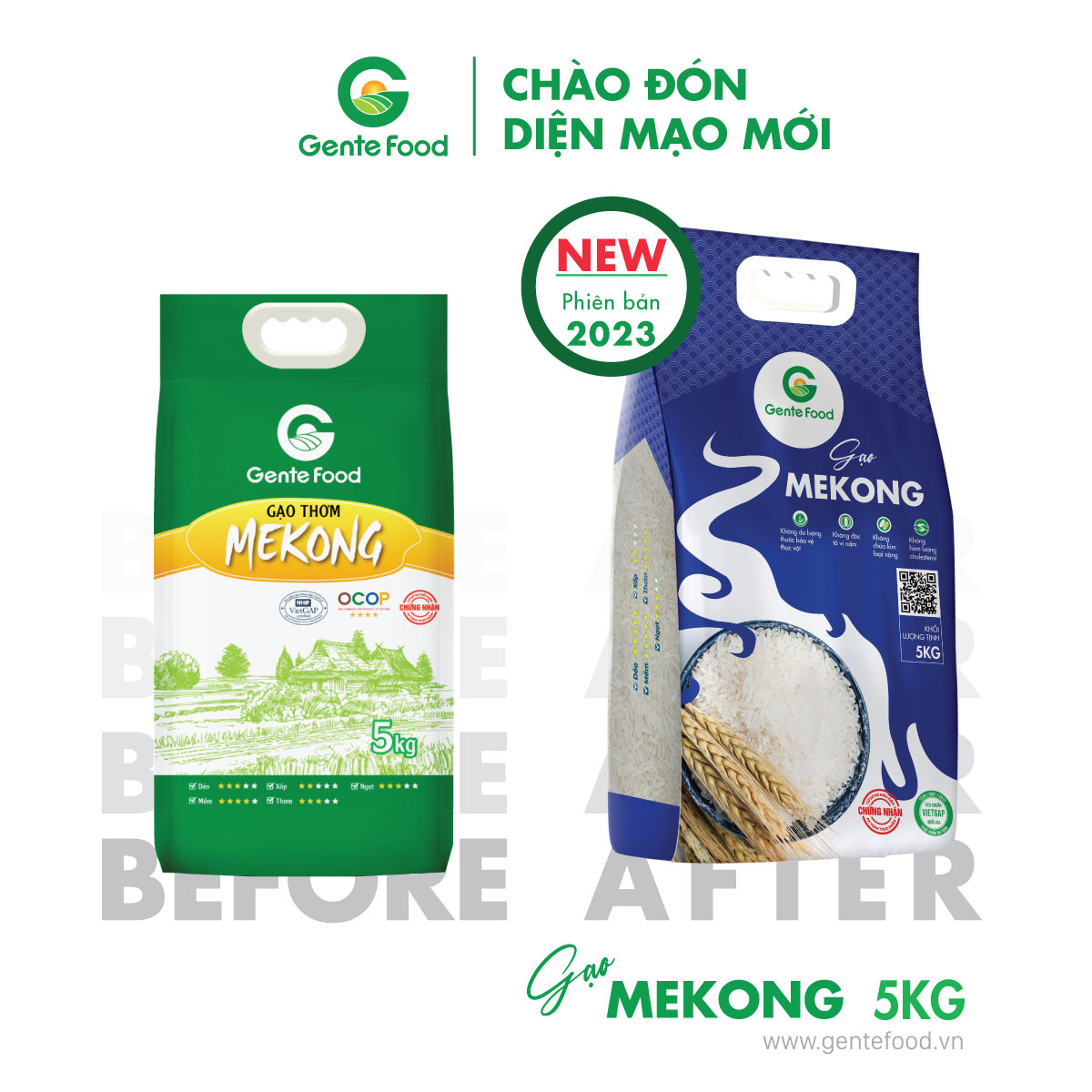 Gạo thơm mekong gente food 5kg - thơm, dẻo, ngon cơm