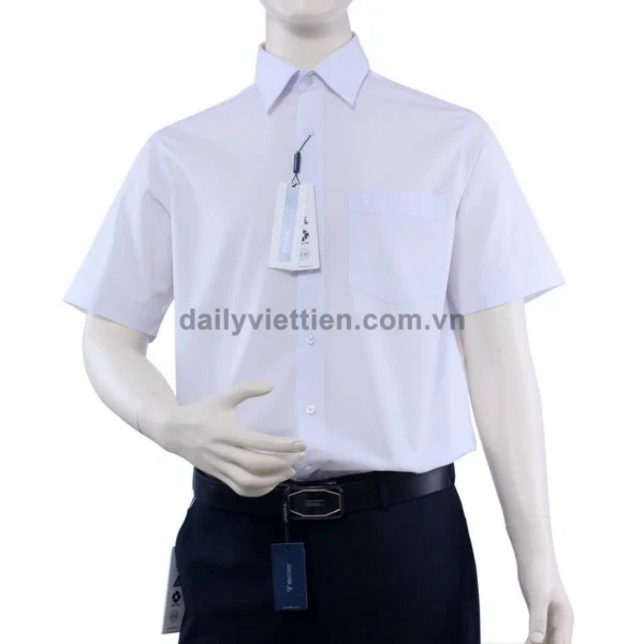 [HCM]Aó sơ mi nam công sở VIỆT TIẾN chính hãng  cao cấp màu trắng ngắn tay vải spun - form suông REGULAR - tà bầu .SHOP HỨA - THỜI TRANG NAM CÔNG SỞ