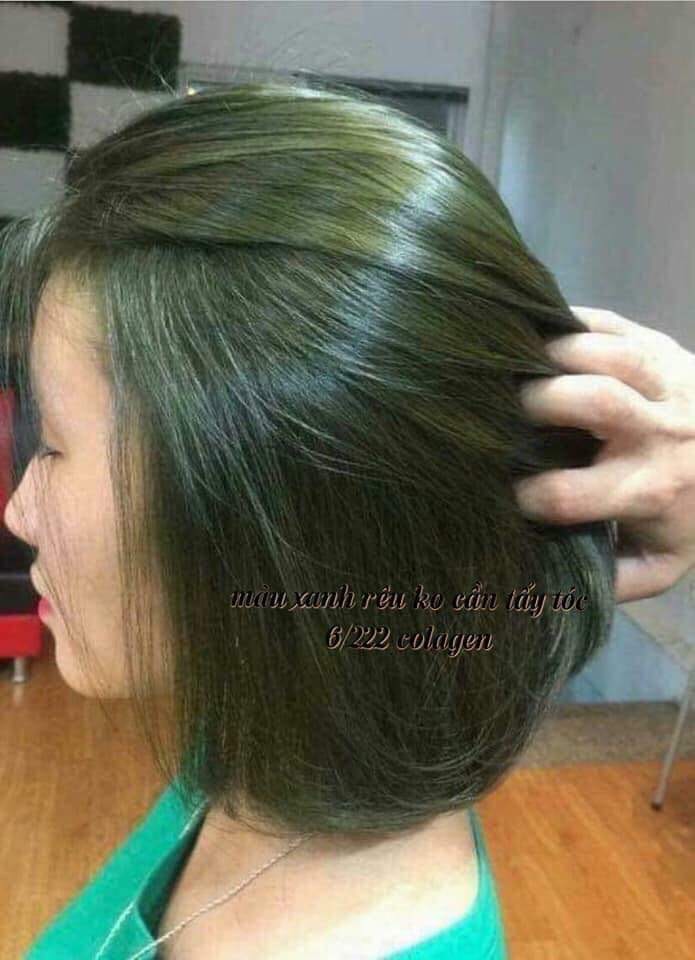 Nhuộm màu xanh rêu không cần tẩy ( có kèm trợ nhuộm )