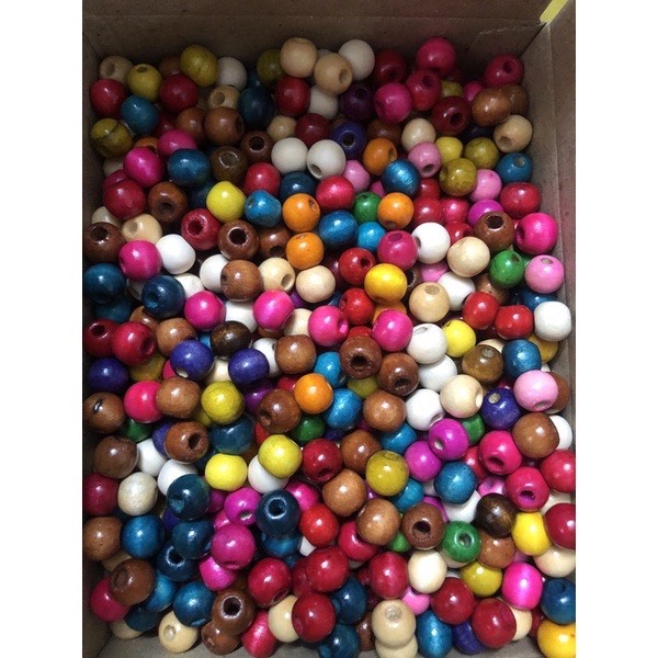 Túi hạt gỗ mix màu size 10mm, 12mm đường kính lỗ 3mm