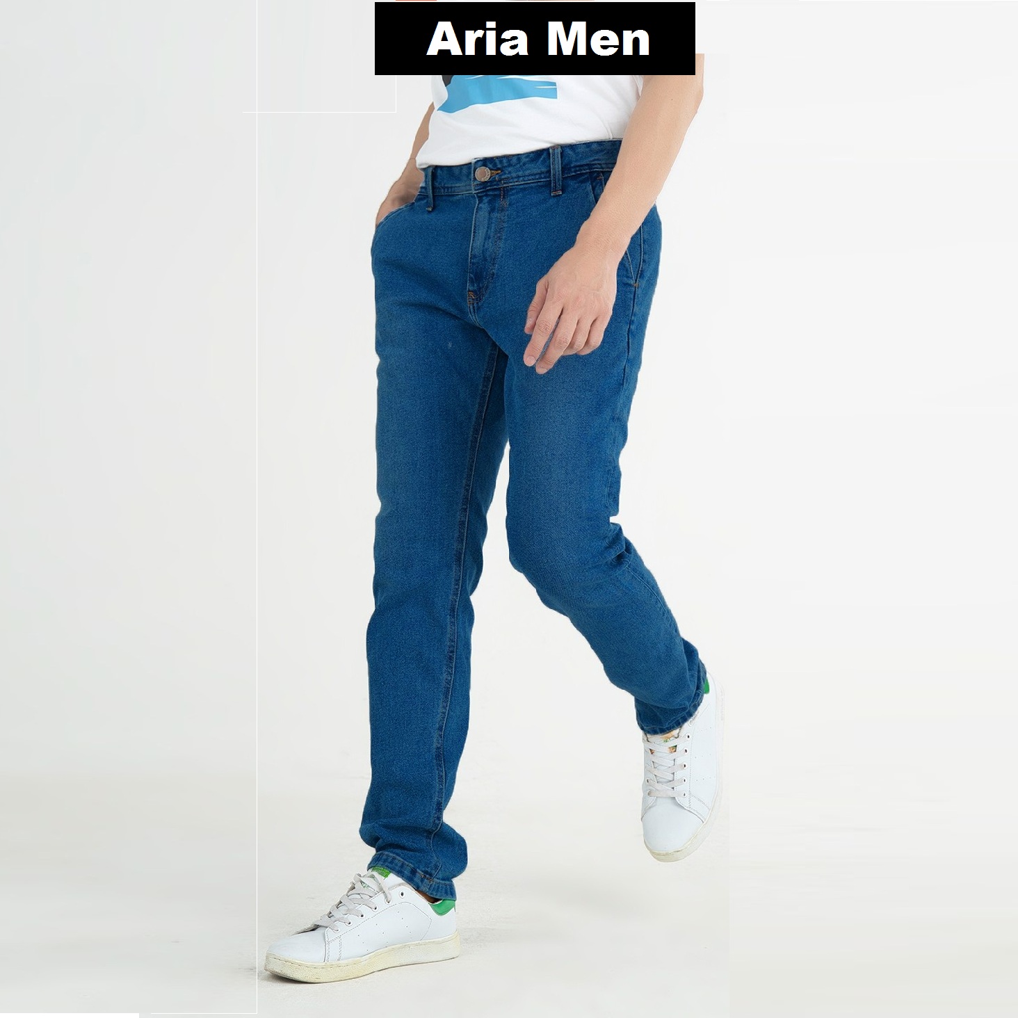 Quần Jean Nam dài vải cotton kiểu dáng cơ bản, quần bò nam - Aria Men