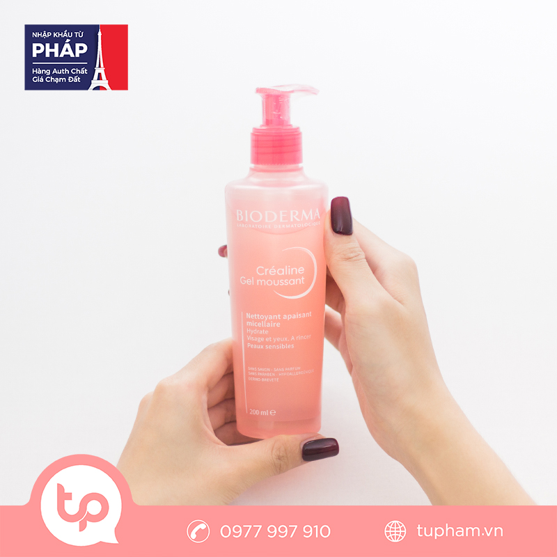 Sữa Rửa Mặt Bioderma Crealine Gel Moussant 200ml Hồng