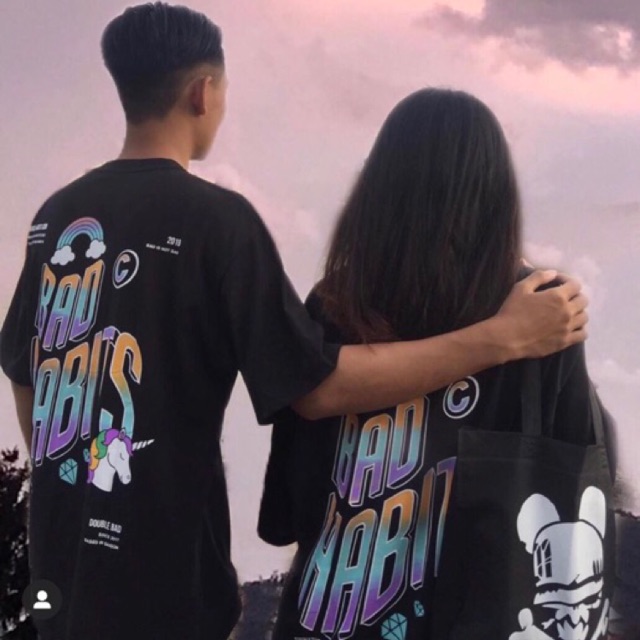 [HCM]Áo phông áo thun nam nữ thiết kế form rộng tay lỡ thời trang Unisex? BAD HABITS Freesize  70kg