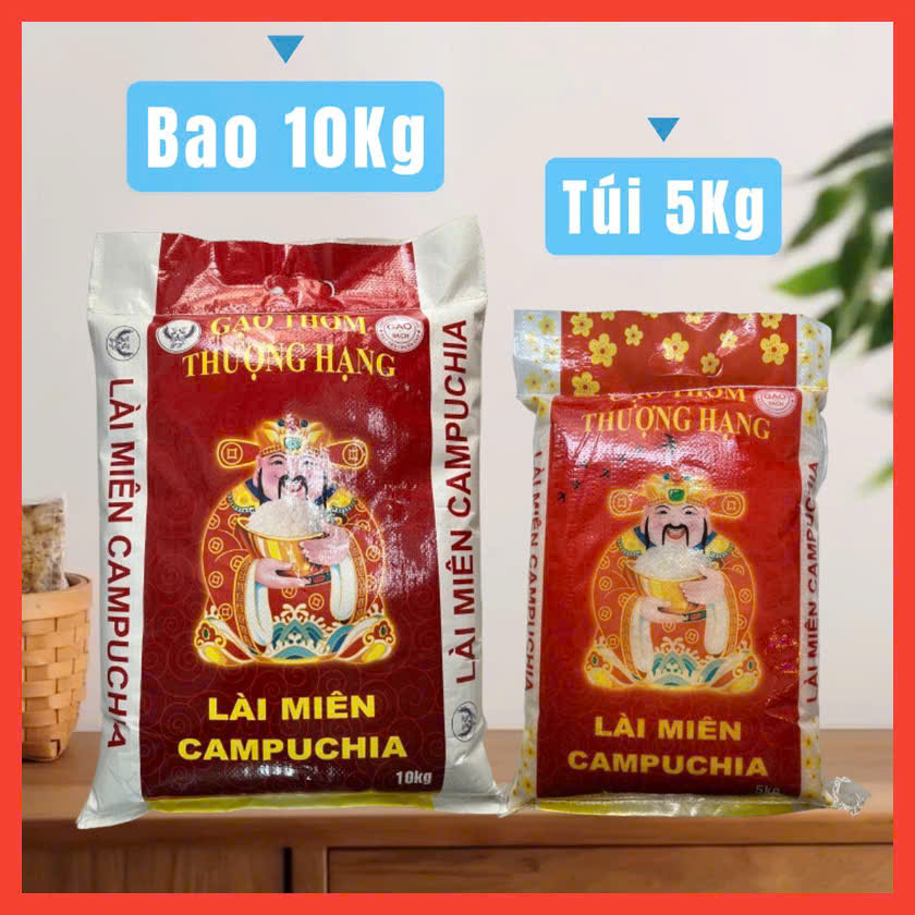 Gạo Lài Miên Campuchia 5Kg-10Kg, Gạo Thơm,-Dẻo Vừa Mềm Cơm Thơm Tự Nhiên