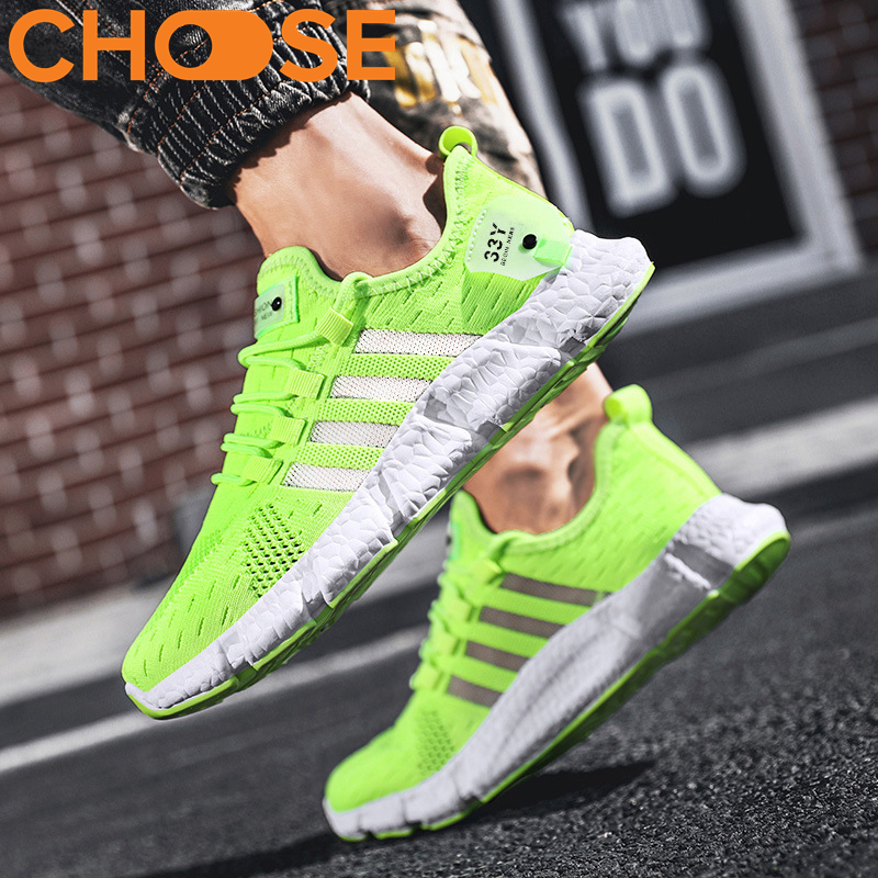 [HCM]Giày Thể Thao Nam Choose Phối Màu Nổi Xanh Lá Dạ Quang Siêu Êm 4802