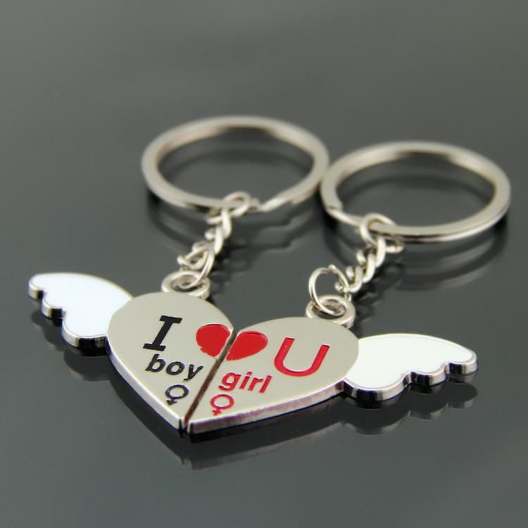 Móc khóa cặp đôi Trái Tim Có Cánh 2 mảnh ghép vào nhau - Móc khóa couple