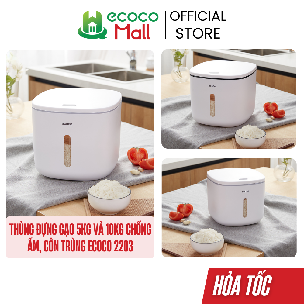 Thùng đựng gạo ECOCO 5kg và 10kg chống ẩm côn trùng | Hộp đựng bảo quản đồ khô các loại hạt ngũ cốc đa năng cao cấp
