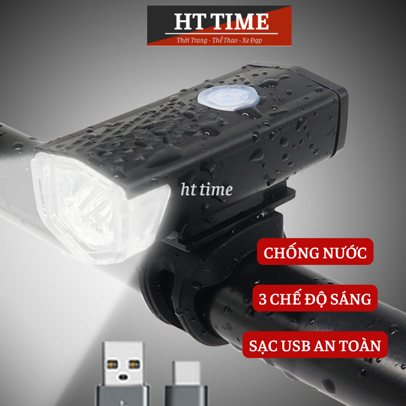 Đèn pin xe đạp thể thao siêu sáng, đèn led sạc usb chống nước full box