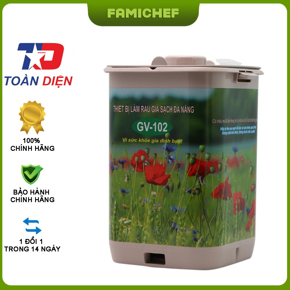 Máy làm giá đỗ phiên bản tự động vuông Toàn Diện GV-102 - Màu ngẫu nhiên - Tặng kèm 200g hạt đậu xanh
